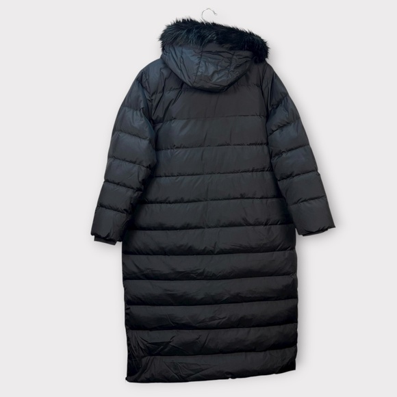 Lands End Women's Puffer Coat Goose Down Maxi Black Jacket Removable Fur Hood 1X - Picture 10 of 16